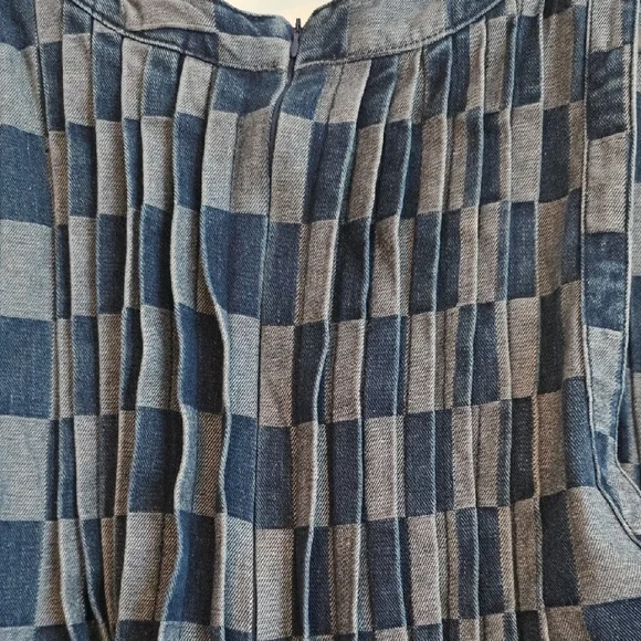 NWOT BiBi Dark And Light Blue Checkered Jumpsuit Oversized Small - Picture 6 of 10